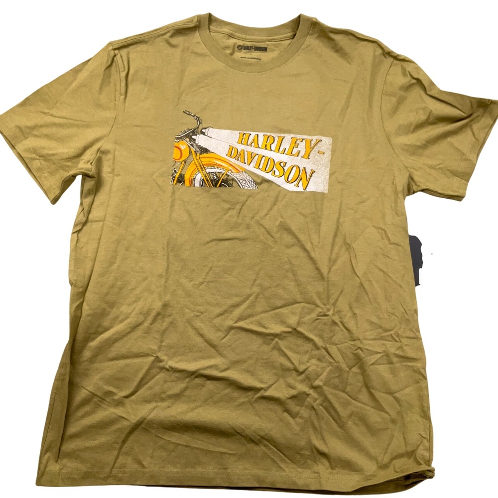 Harley Davidson TShirt Mens Large Olive Green Graphic Short Sleeve Motorcycle